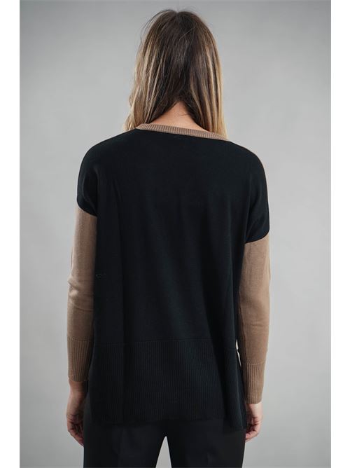 Maglia spacchi Try Me | 4095NERO/BISCOTTO